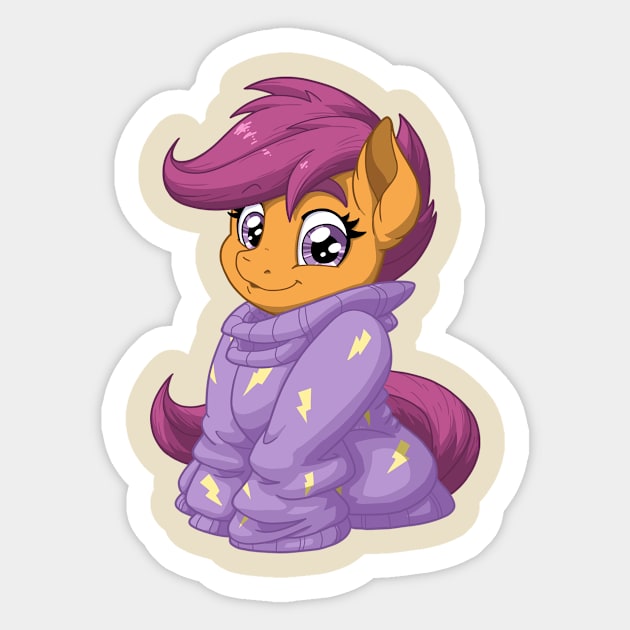 Scootaloo in a Sweater Sticker by LateCustomer